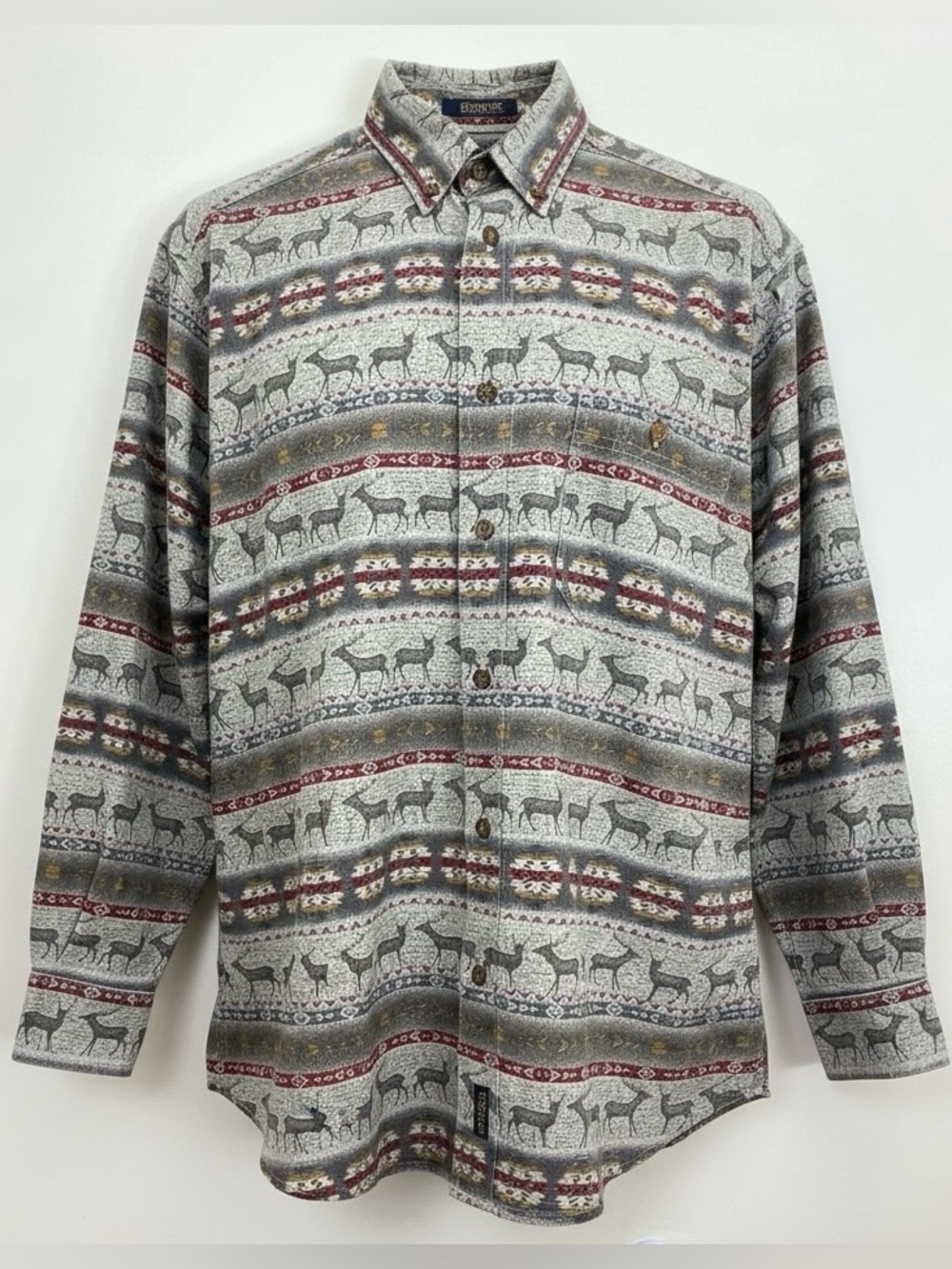 Woolrich VTG Deer Pattern Button Up Shirt Sz M Outdoors Southwestern Indie Retro